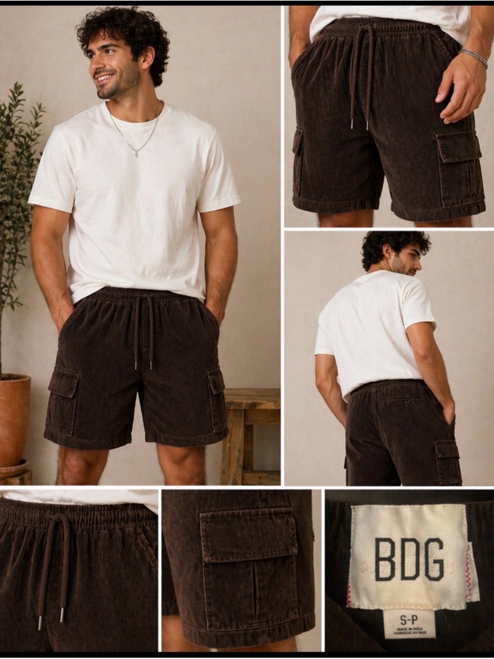 BDG Dark Corduroy Cargo Shorts